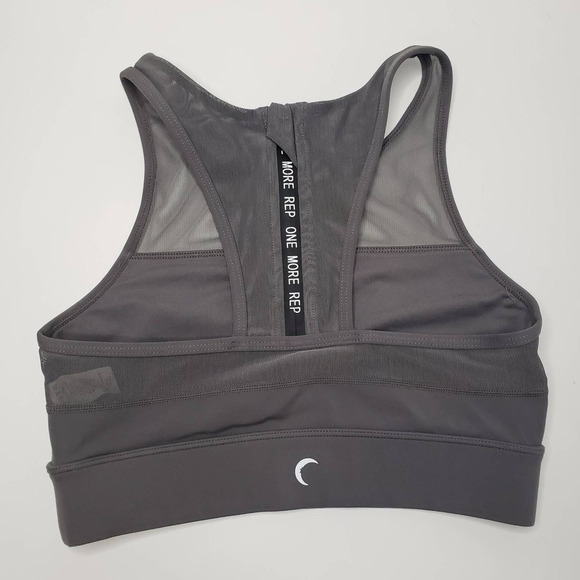 Zyia Active All Star High Neck Sports Bra XS Pewter Grey Mesh‎ Zip Back - Picture 4 of 8